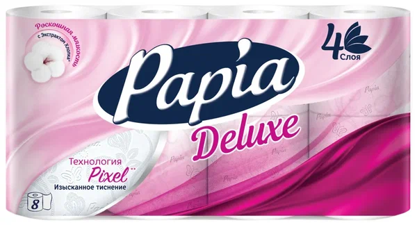 Туалетная бумага четырёхслойная Papia Deluxe, 17.5 м, 4 рул/уп